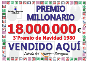 Premio repartido por Loter&iacute;a del Rosario &mdash; 1980